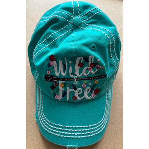 Women's KBETHOS Teal "Wild & Free" Embroidered Baseball Cap One Size